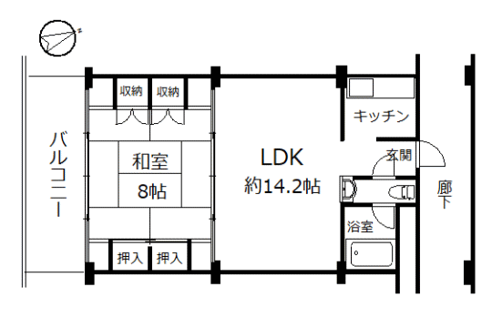 ビラ自然郷マンション　戸別温泉付き　2K