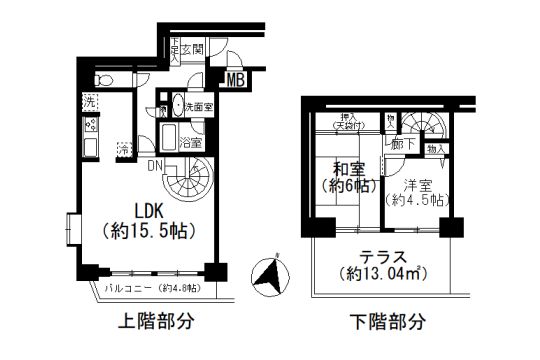 ライオンズマンション熱海伊豆山　メゾネットタイプ2LDK　相模湾眺望