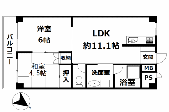 秀和熱海西山レジデンス　温泉大浴場付・海眺望の東南向き2LDK