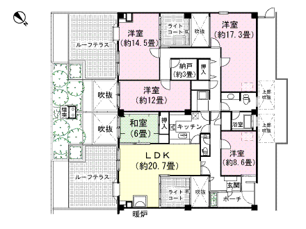 熱海市熱海・駅徒歩圏内大型リゾートマンション：間取り